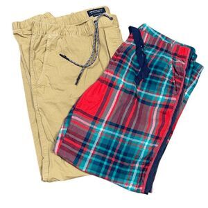 American Eagle Bundle of 2 Men's Khaki Joggers & Flannel Lounge Pants Size L/LT